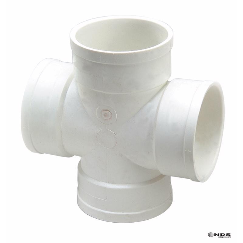 PLASTIC TRENDS - NDS Schedule 35 4 in. Hub each X 4 in. D Hub PVC Cross Tee 1 pk