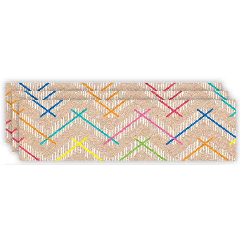 CREATIVE TEACHING PRESS - Krafty Pop Colorful Kraft Chevron EZ Border, 48 Feet Per Pack, 3 Packs