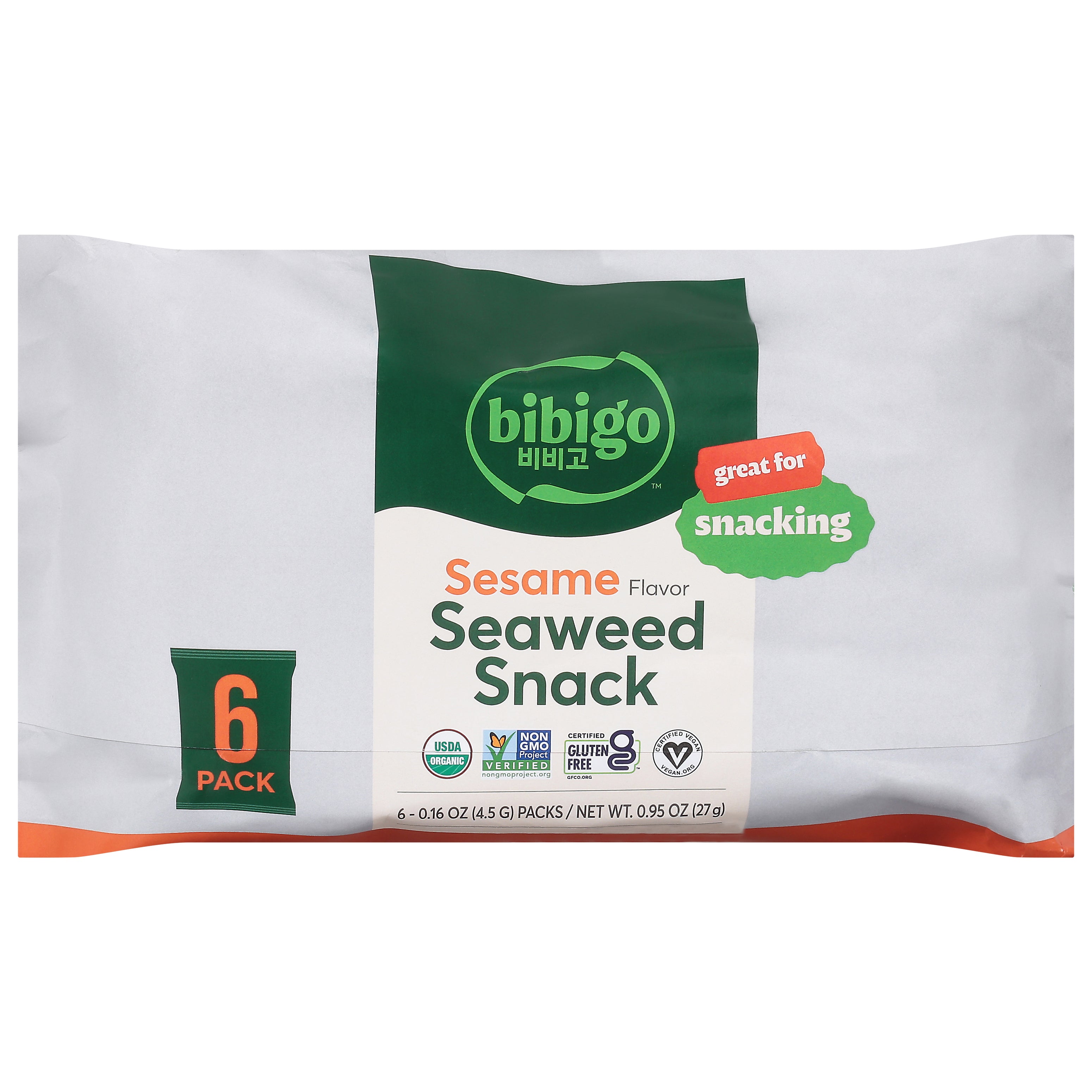 Bibigo Sesame Seaweed Snacks 6 - 0.16 oz Packs - Case of 6