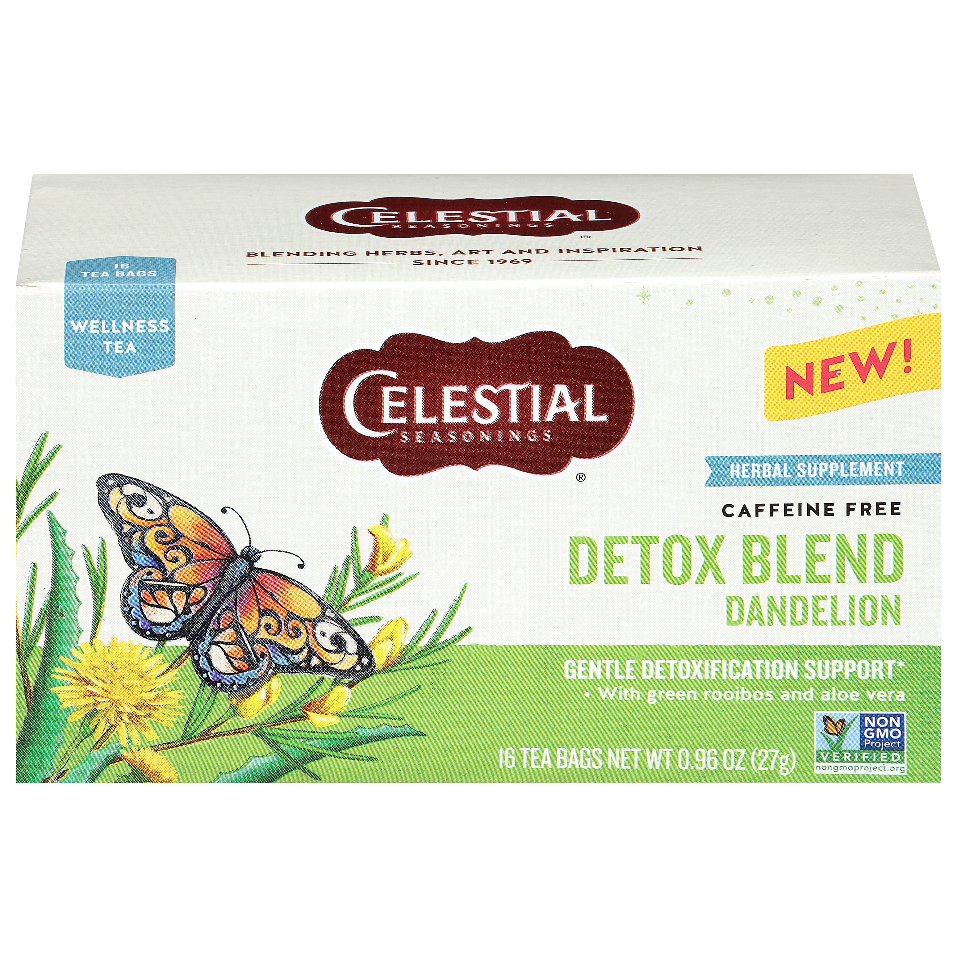 Celestial Seasonings Detox Blend Dandelion Wellness Tea 16 Bags - Case of 6