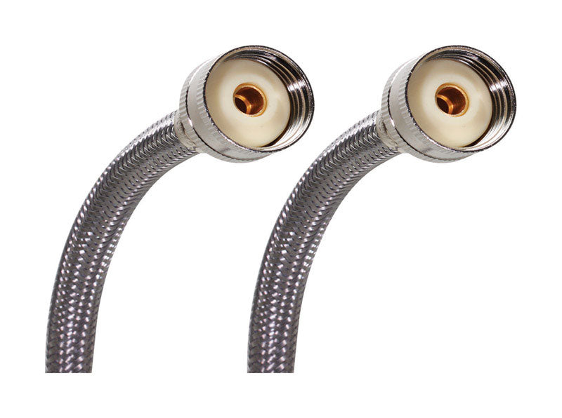 NO BURST - Fluidmaster 3/4 in. Hose X 3/4 in. D Hose 60 in. Stainless Steel Washing Machine Supply Line [9WM60]