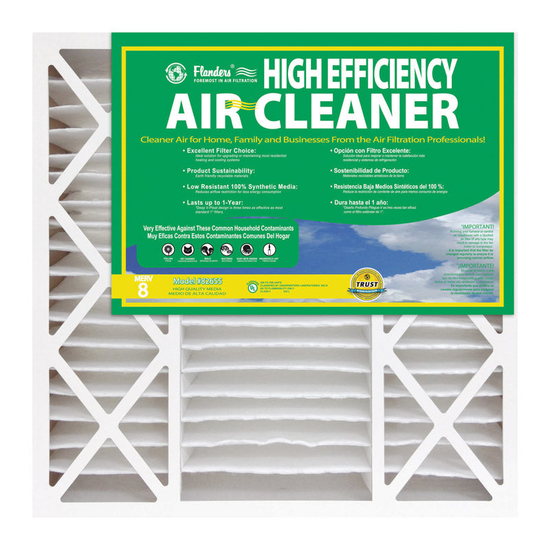 DUST PATROLLER - AAF Flanders 16 in. W X 25 in. H X 4.5 in. D Synthetic 8 MERV Pleated Air Filter 1 pk - Case of 2