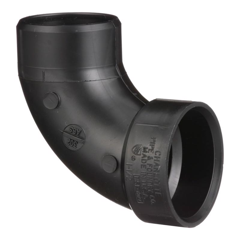 CHARLOTTE PIPE - Charlotte Pipe 1-1/2 in. Hub X 1-1/2 in. D Spigot ABS 90 Degree Elbow