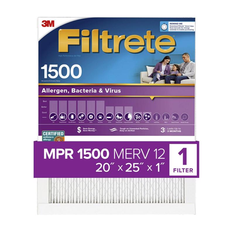 3M FILTRETE - 3M Filtrete 20 in. W X 25 in. H X 1 in. D 12 MERV Pleated Allergen Air Filter 1 pk - Case of 4