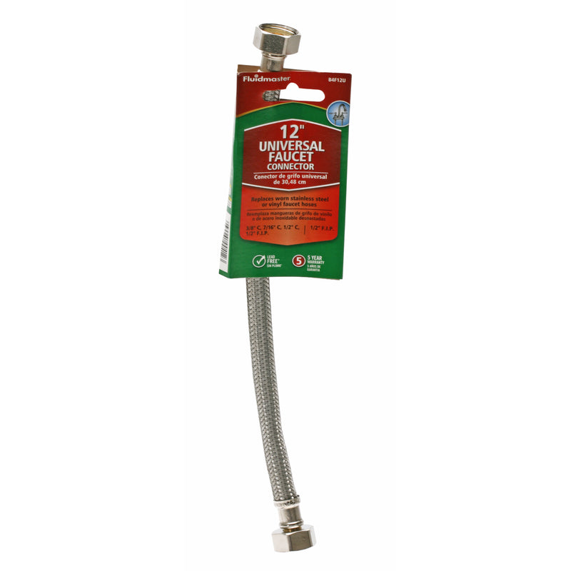 FITS-ALL - Fluidmaster Univseral 1/2 in. FIP Compression 12 in. Braided Stainless Steel Supply Line