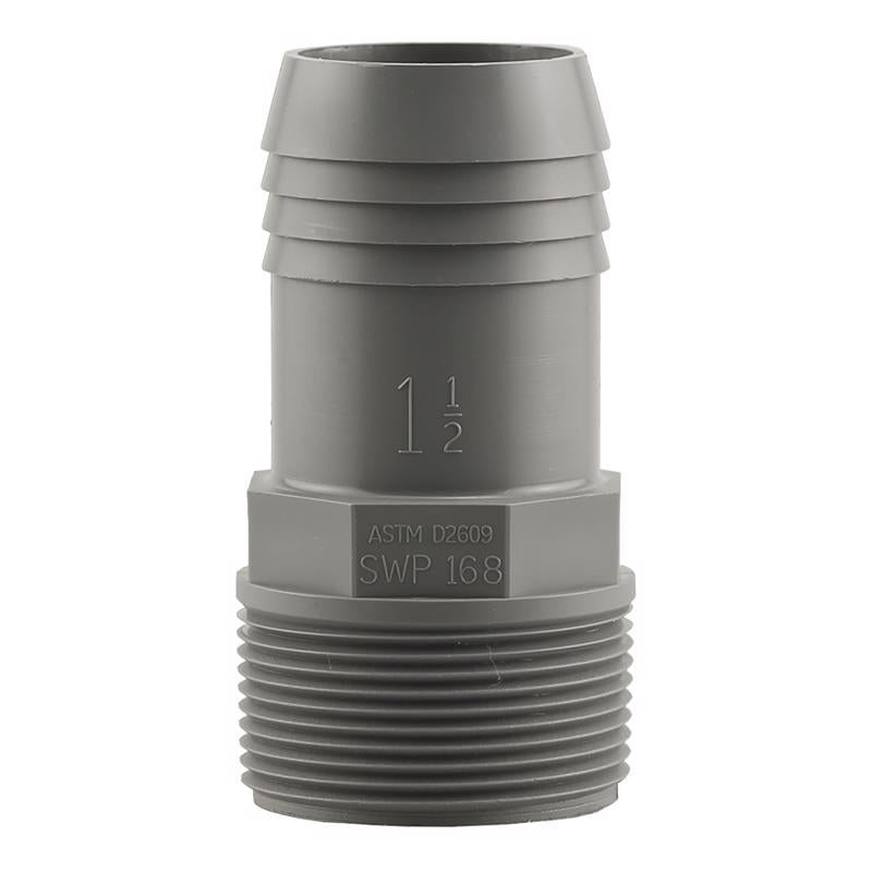 BOSHART INDUSTRIES - Boshart Industries 1-1/2 in. MPT in. X 1-1/2 in. D Insert Polypropylene Male Adapter 1 pk