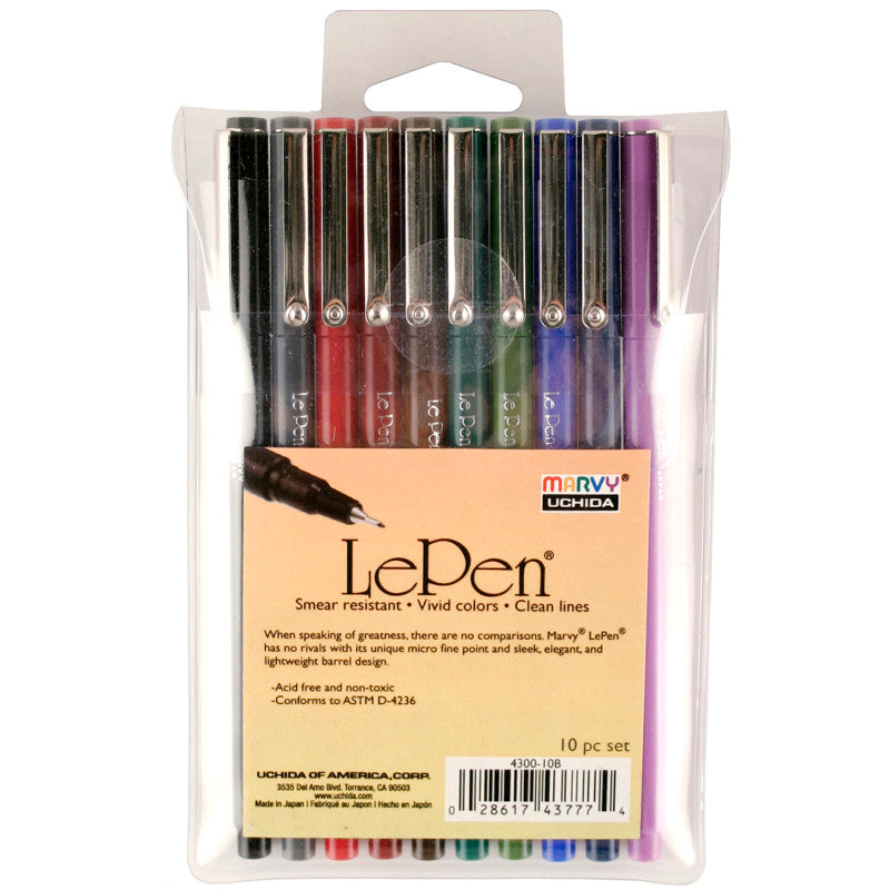 MARVY UCHIDA - LePen® Micro-Fine Point Pen, Dark, 10 Colors
