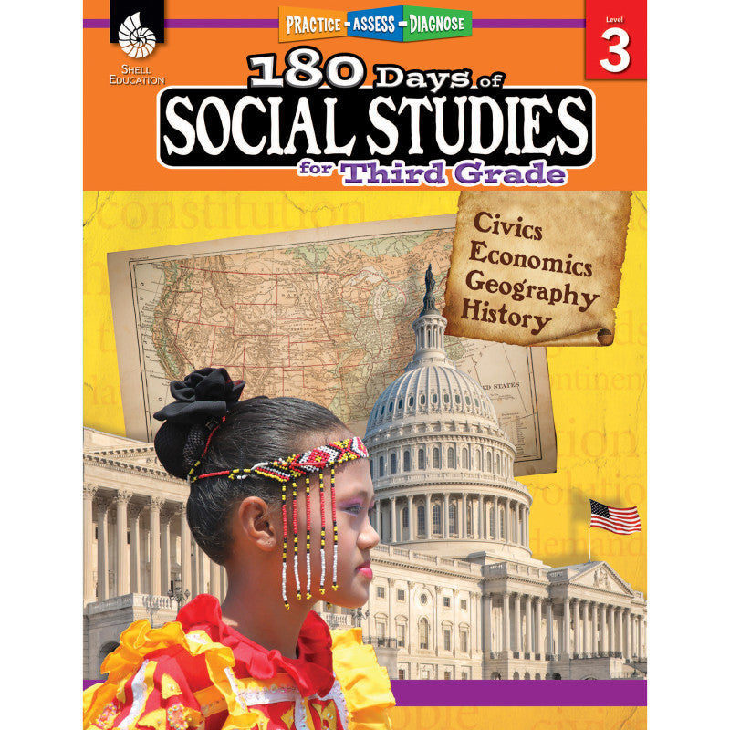 SHELL EDUCATION - 180 Days of Social Studies for 3rd Grade