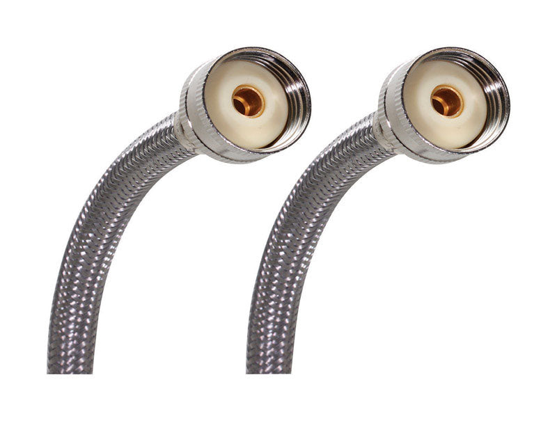NO BURST - Fluidmaster 3/4 in. Hose X 3/4 in. D Hose 48 in. Stainless Steel Washing Machine Supply Line