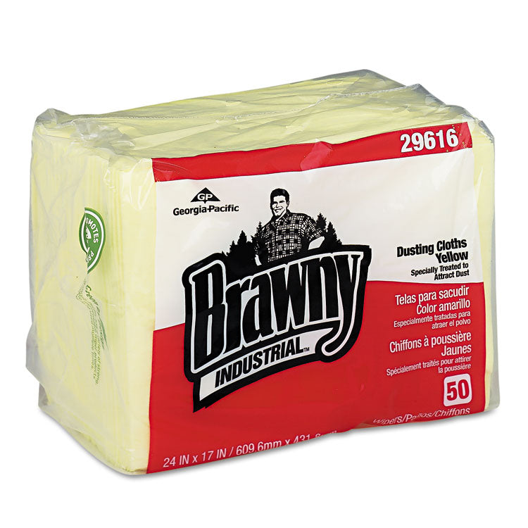 Brawny Professional - Dusting Cloths Quarterfold, 17 x 24, Yellow, 50/Pack, 4 Packs/Carton