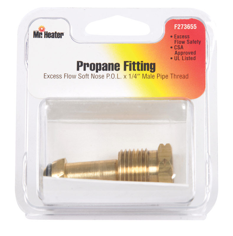 MR. HEATER - Mr. Heater 1/4 in. D Brass Excess Flow Soft Nose P.O.L x Male Pipe Thread Propane Fitting