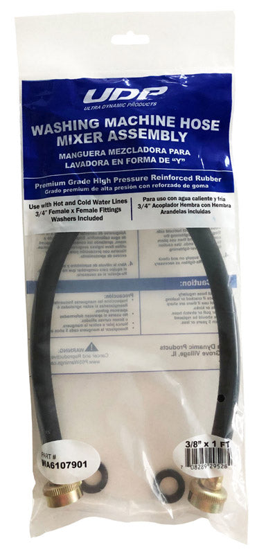 ULTRA DYNAMIC PRODUCTS - Ultra Dynamic Products 3/8 in. Hose Thread X 3/4 in. D FHT 12 in. Rubber Washing Machine Hose