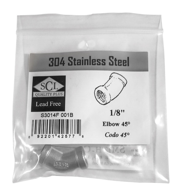 SMITH-COOPER - Smith-Cooper 1/8 in. FPT X 1/8 in. D FPT Stainless Steel 45 Degree Elbow