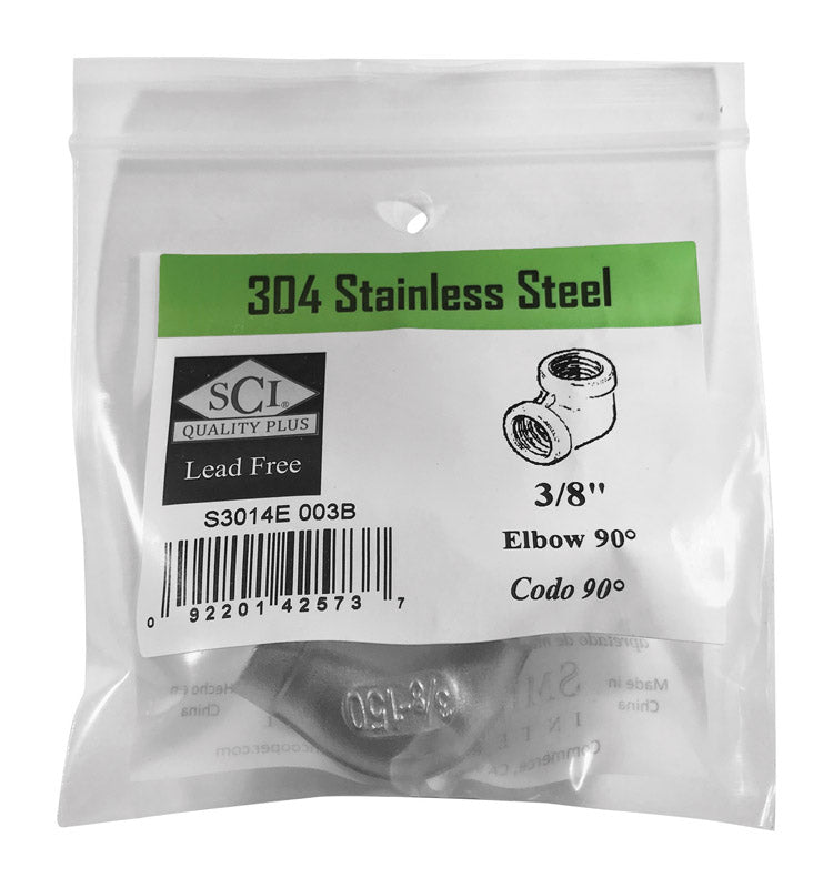 SMITH-COOPER - Smith-Cooper 3/8 in. FPT X 3/8 in. D FPT Stainless Steel 90 Degree Elbow