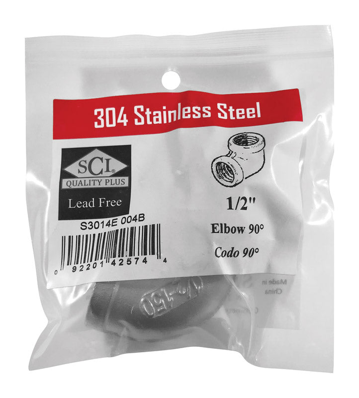 SMITH-COOPER - Smith-Cooper 1/2 in. FPT X 1/2 in. D FPT Stainless Steel 90 Degree Elbow