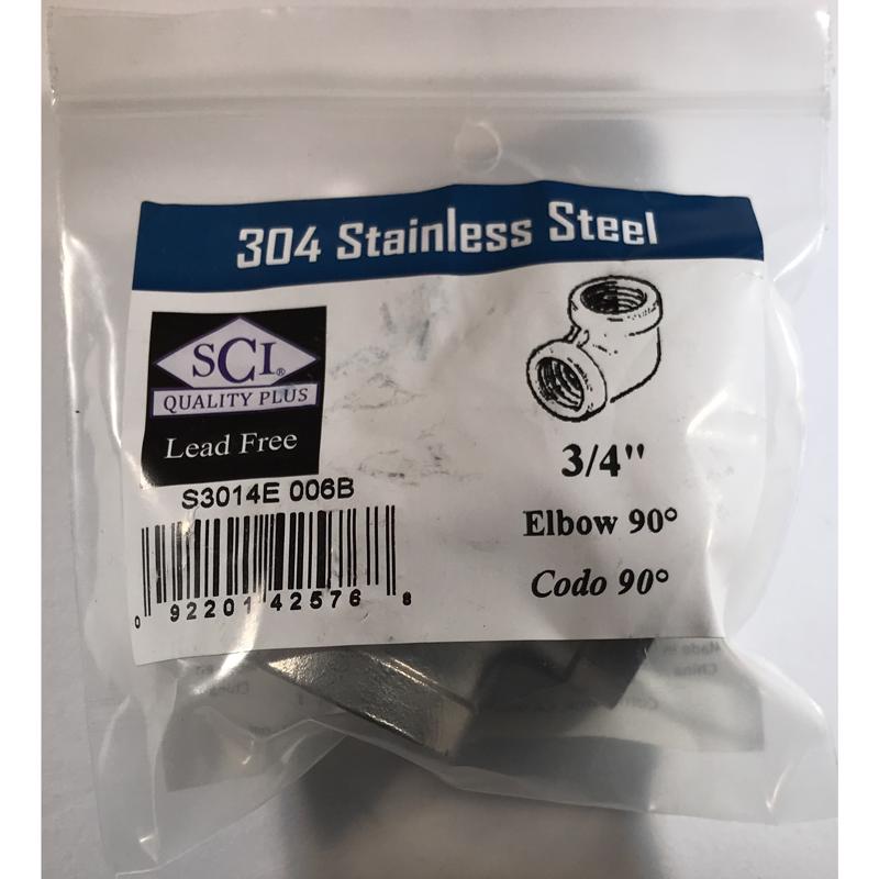 SMITH-COOPER - Smith-Cooper 3/4 in. FPT X 3/4 in. D FPT Stainless Steel 90 Degree Elbow