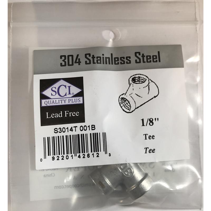 SMITH-COOPER - Smith-Cooper 1/8 in. FPT X 1/8 in. D FPT 1/8 in. D FPT Stainless Steel Tee