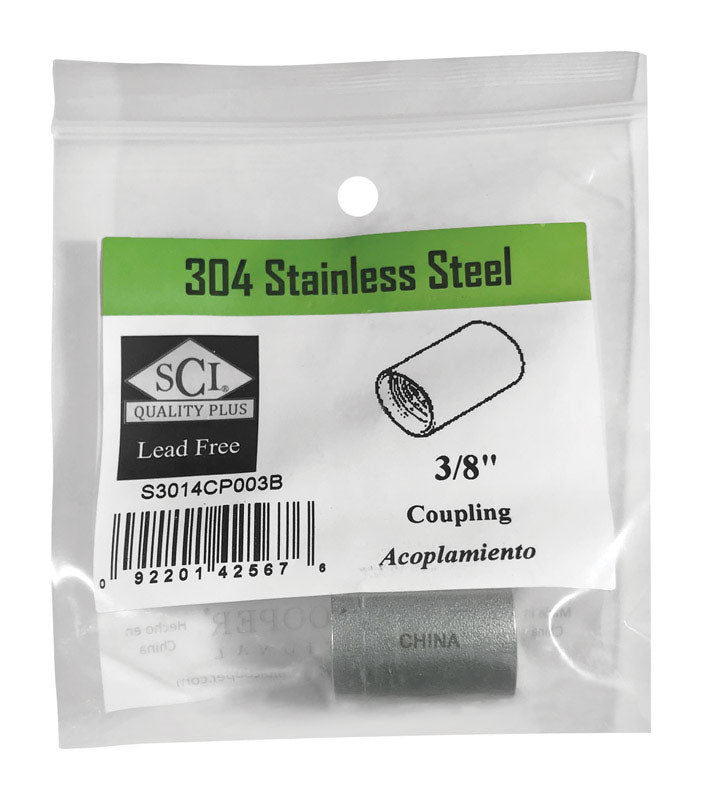 SMITH-COOPER - Smith-Cooper 3/8 in. FPT X 3/8 in. D FPT Stainless Steel Coupling