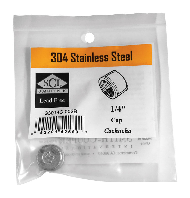 SMITH-COOPER - Smith-Cooper 1/4 in. FPT X 1/4 in. D FPT Stainless Steel Cap