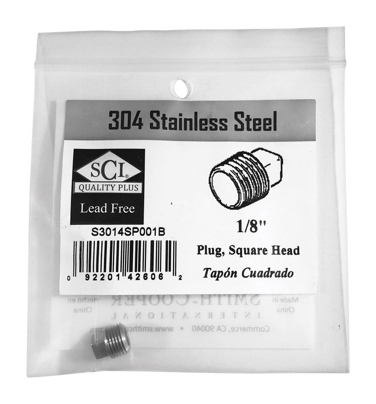 SMITH-COOPER - Smith-Cooper 1/8 in. MPT Stainless Steel Square Head Plug