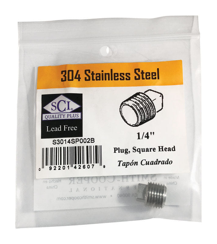 SMITH-COOPER - Smith-Cooper 1/4 in. MPT Stainless Steel Square Head Plug