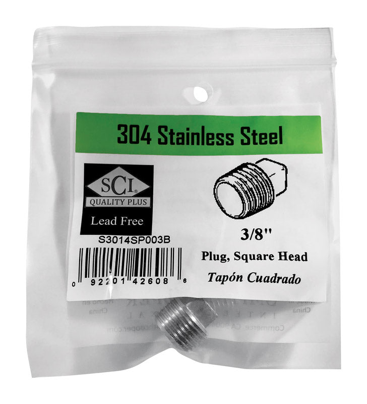 SMITH-COOPER - Smith-Cooper 3/8 in. MPT Stainless Steel Square Head Plug