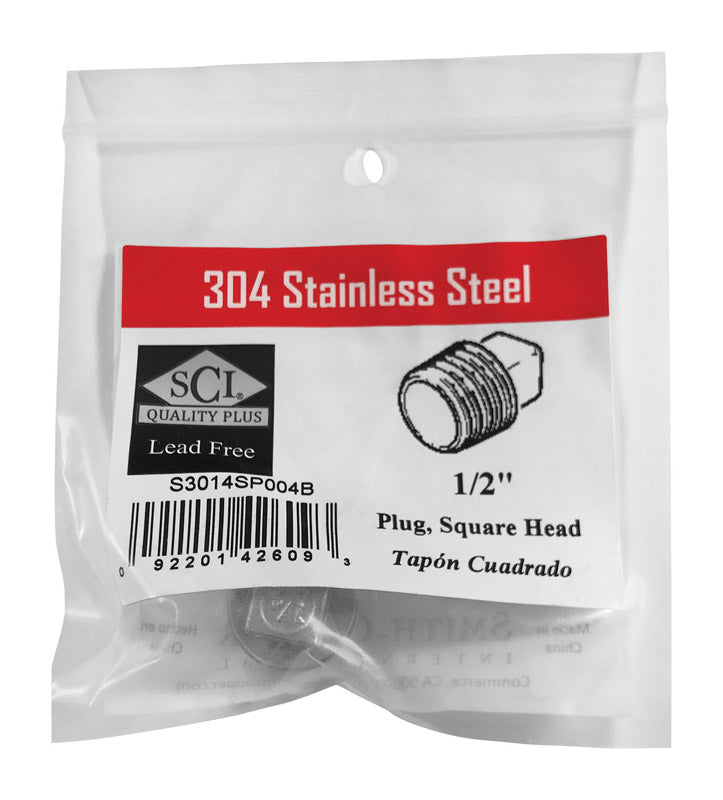 SMITH-COOPER - Smith-Cooper 1/2 in. MPT Stainless Steel Square Head Plug