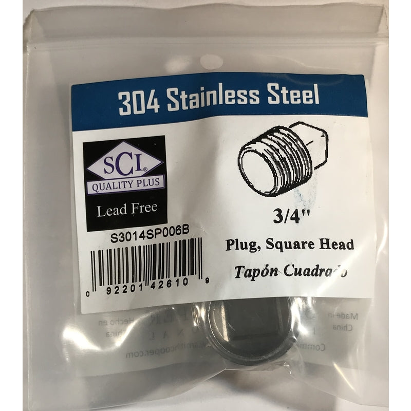 SMITH-COOPER - Smith-Cooper 3/4 in. MPT Stainless Steel Square Head Plug