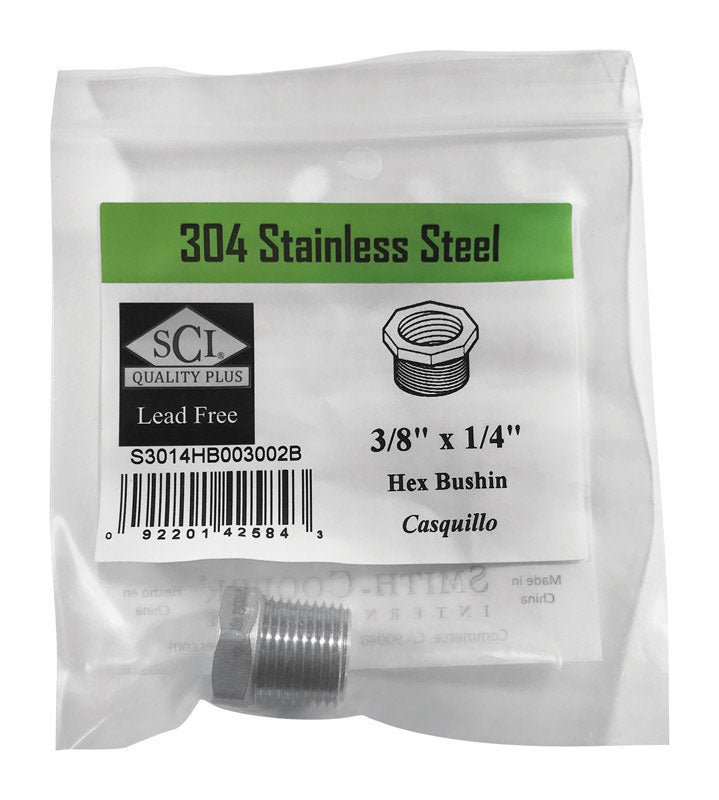SMITH-COOPER - Smith-Cooper 3/8 in. MPT X 1/4 in. D FPT Stainless Steel Hex Bushing