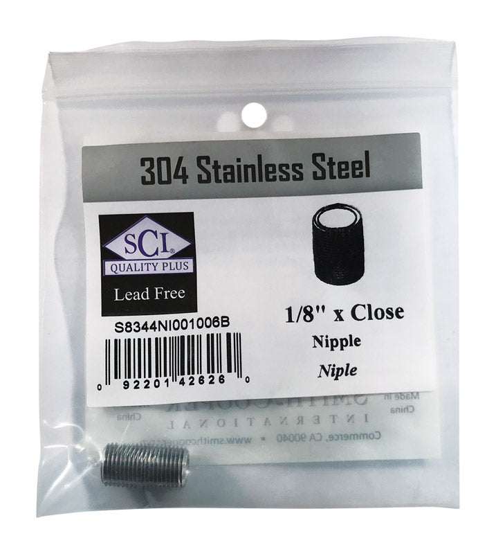 SMITH-COOPER - Smith-Cooper 1/8 in. MPT Stainless Steel Close in. L Nipple