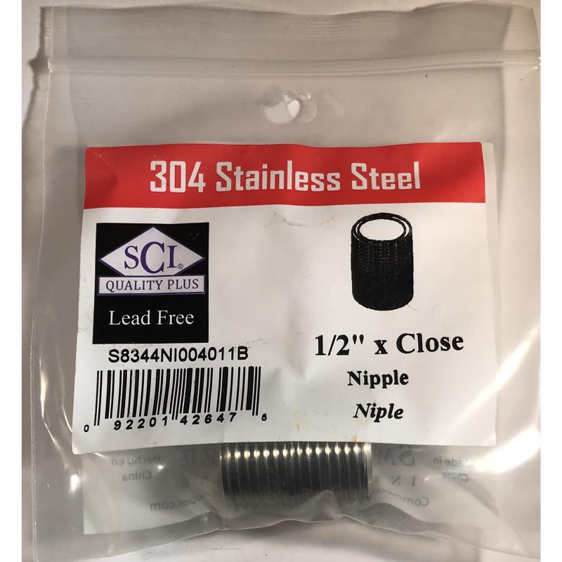 SMITH-COOPER - Smith-Cooper 1/2 in. MPT Stainless Steel Close Nipple