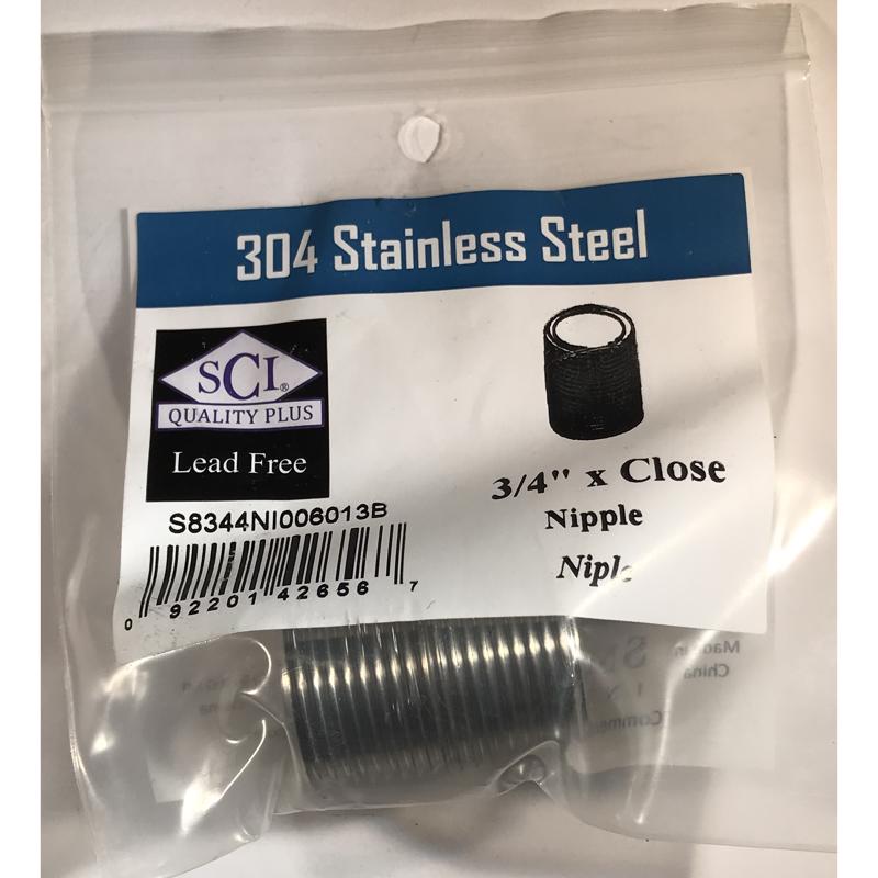 SMITH-COOPER - Smith-Cooper 3/4 in. MPT Stainless Steel Close Nipple