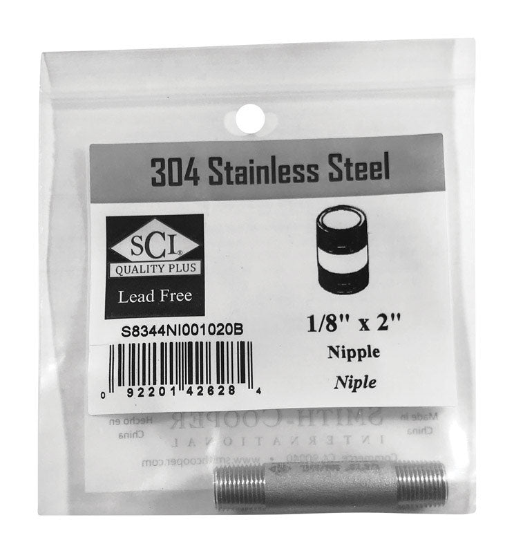 SMITH-COOPER - Smith-Cooper 1/8 in. MPT Stainless Steel 2 in. L Nipple