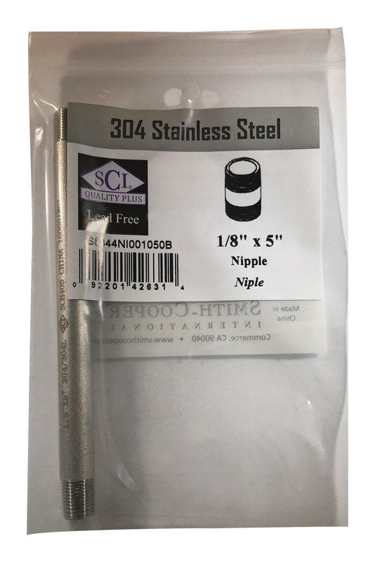 SMITH-COOPER - Smith-Cooper 1/8 in. MPT Stainless Steel 5 in. L Nipple