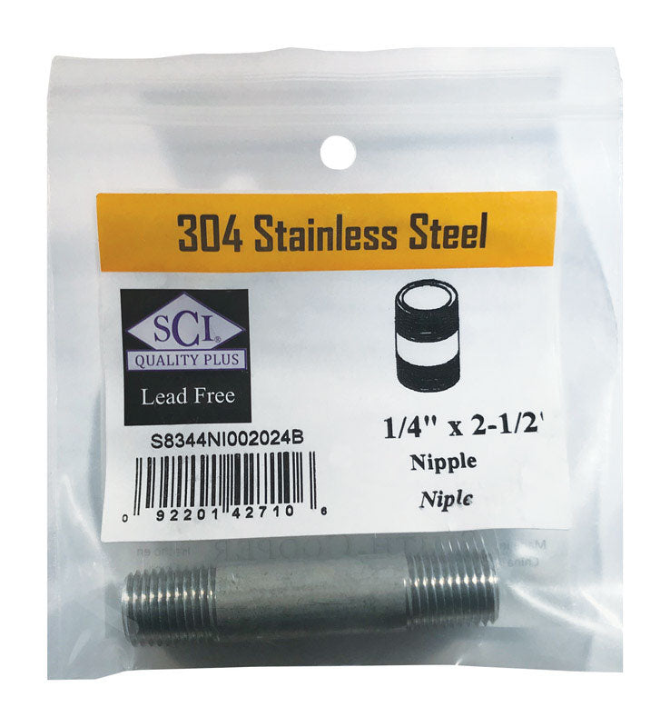 SMITH-COOPER - Smith-Cooper 1/4 in. MPT Stainless Steel 2-1/2 in. L Nipple