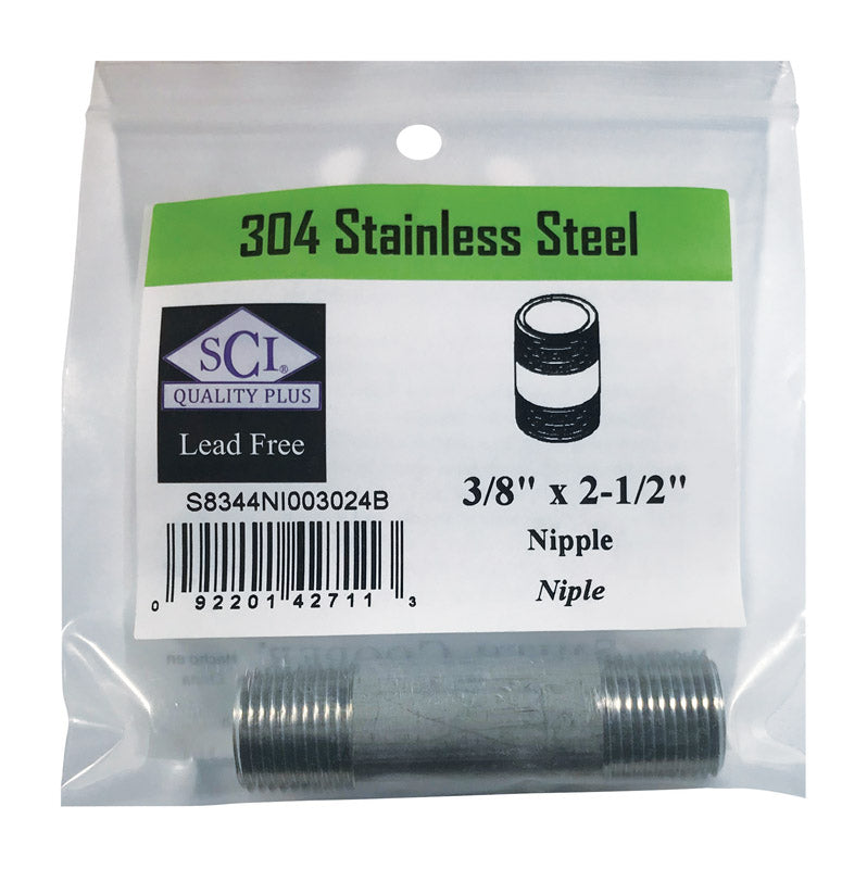 SMITH-COOPER - Smith-Cooper 3/8 in. MPT Stainless Steel 2-1/2 in. L Nipple
