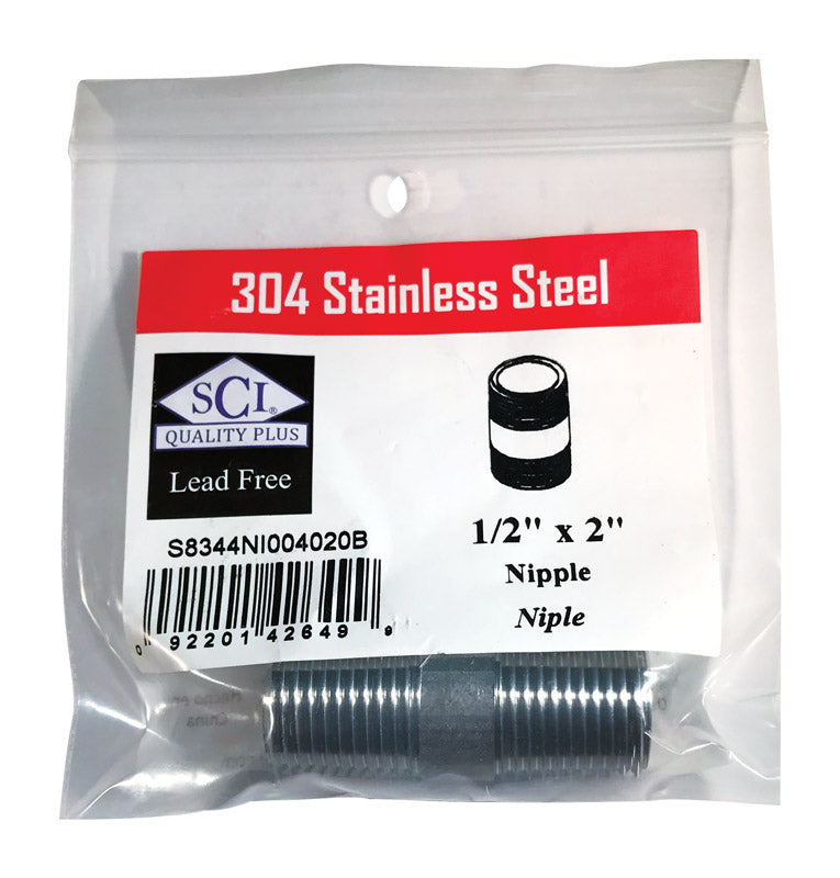 SMITH-COOPER - Smith-Cooper 1/2 in. MPT Stainless Steel 2 in. L Nipple