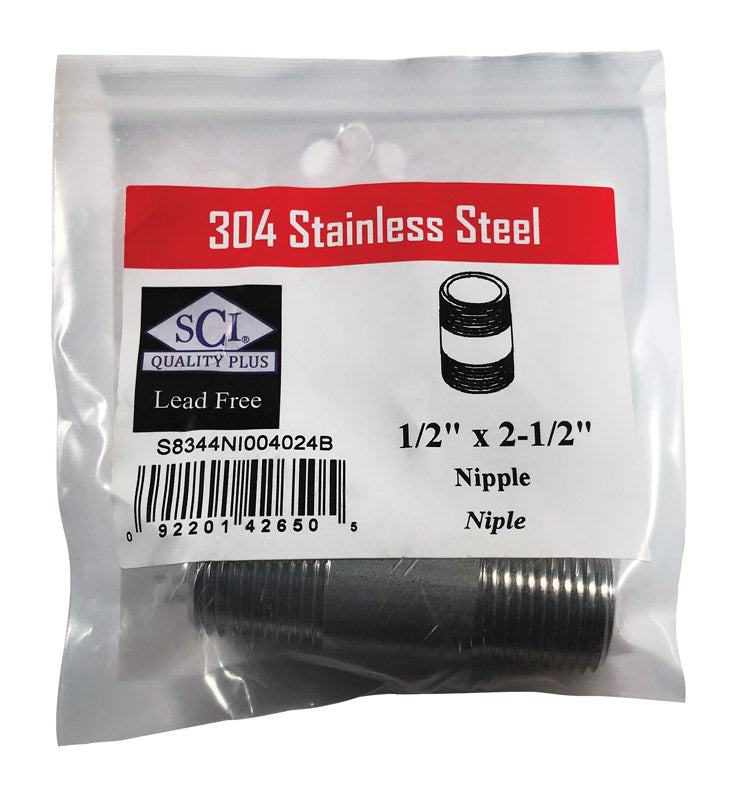 SMITH-COOPER - Smith-Cooper 1/2 in. MPT Stainless Steel 2-1/2 in. L Nipple