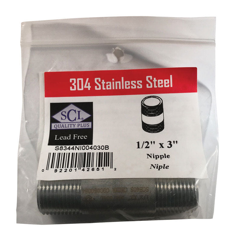 SMITH-COOPER - Smith-Cooper 1/2 in. MPT Stainless Steel 3 in. L Nipple
