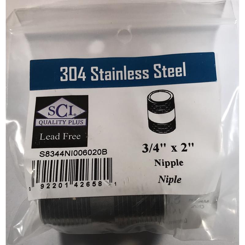 SMITH-COOPER - Smith-Cooper 3/4 in. MPT Stainless Steel 2 in. L Nipple