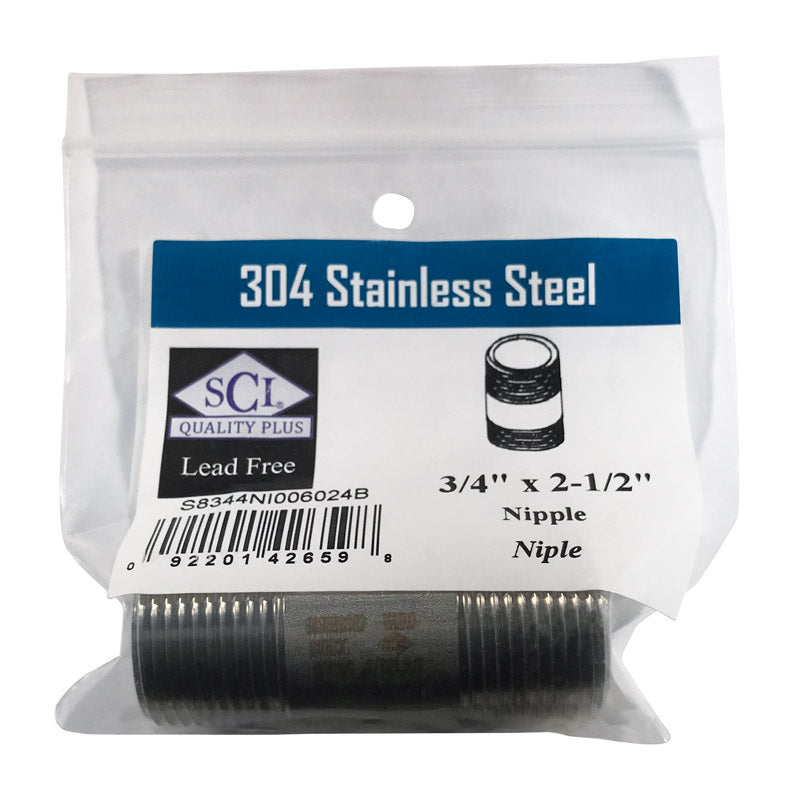 SMITH-COOPER - Smith-Cooper 3/4 in. MPT Stainless Steel 2-1/2 in. L Nipple