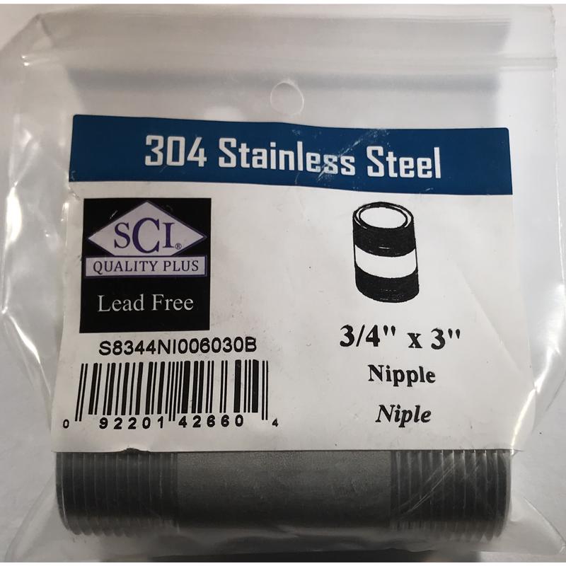 SMITH-COOPER - Smith-Cooper 3/4 in. MPT Stainless Steel 3 in. L Nipple