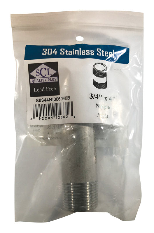 SMITH-COOPER - Smith-Cooper 3/4 in. MPT Stainless Steel 4 in. L Nipple