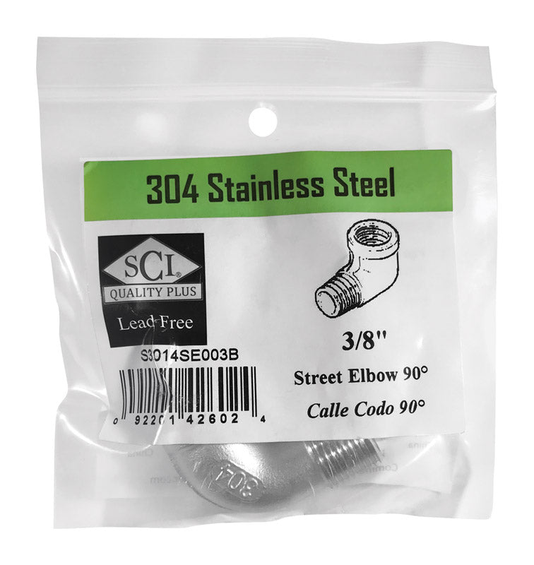 SMITH-COOPER - Smith-Cooper 3/8 in. FPT X 3/8 in. D MPT Stainless Steel Street Elbow