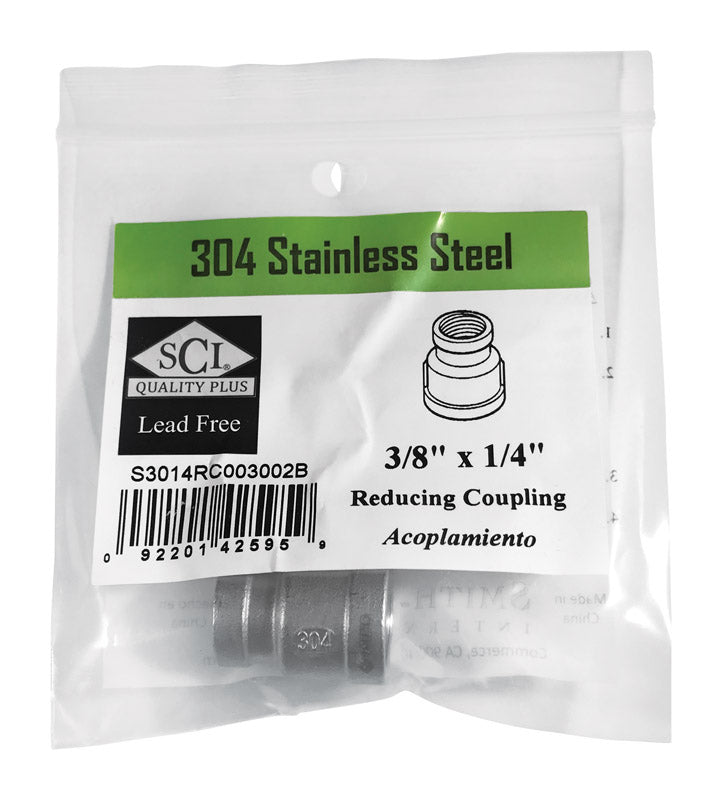 SMITH-COOPER - Smith-Cooper 3/8 in. FPT X 1/4 in. D FPT Stainless Steel Reducing Coupling