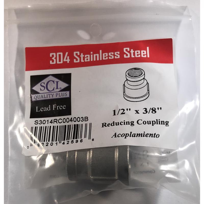 SMITH-COOPER - Smith-Cooper 1/2 in. FPT X 3/8 in. D FPT Stainless Steel Reducing Coupling