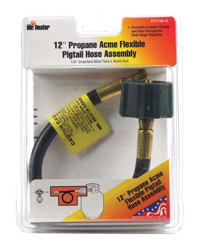 MR. HEATER - Mr. Heater 1/4 in. D X 12 in. L Brass/Plastic Acme Nut x Inverted Male Flare Hose Assembly