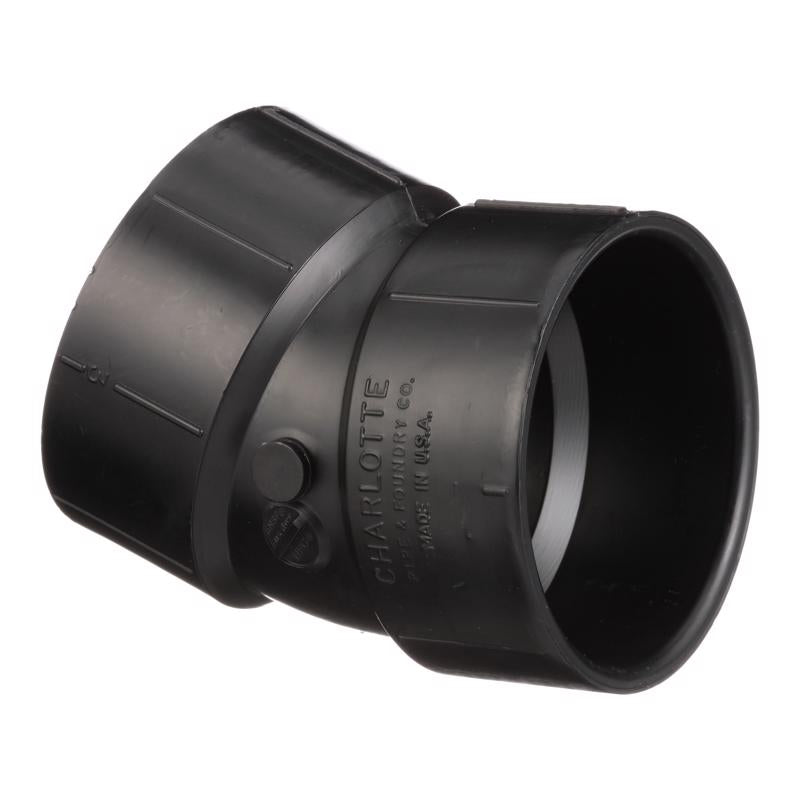CHARLOTTE PIPE - Charlotte Pipe 3 in. Hub X 3 in. D Hub ABS 22-1/2 Degree Elbow
