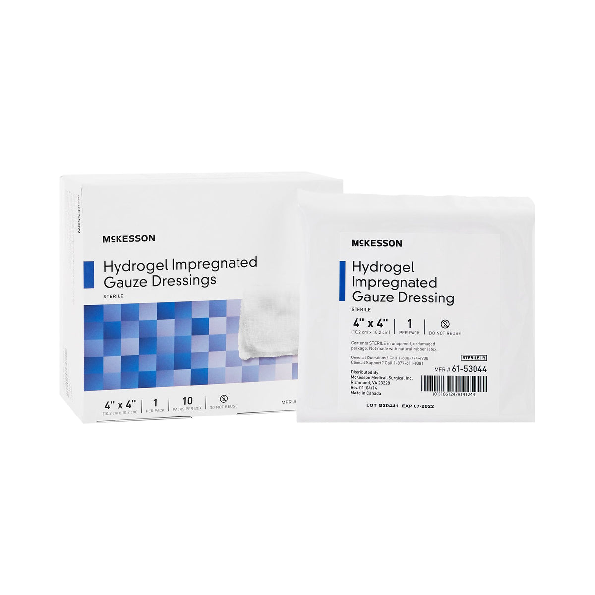 McKesson Brand - Hydrogel Wound Dressing McKesson Impregnated 4 X 4 Inch Sterile [40/CS]