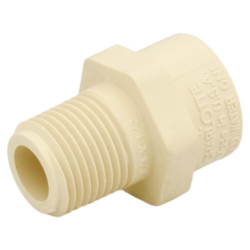CHARLOTTE PIPE - Charlotte Pipe FlowGuard 3/4 in. Hub X 1/2 in. D MPT CPVC Reducing Adapter
